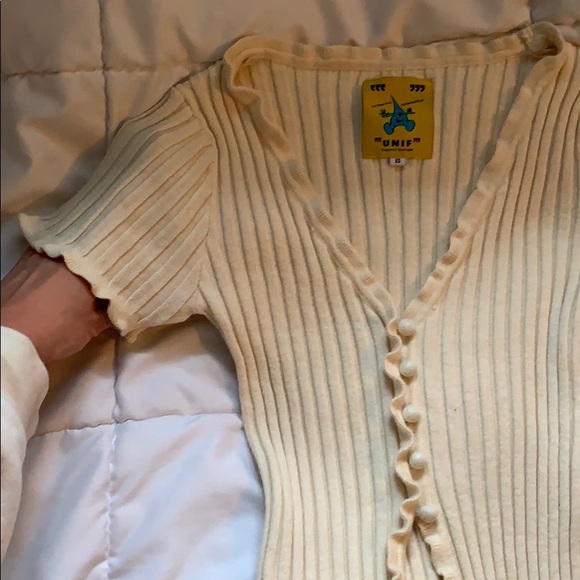 UNIF Cream Ribbed Button-Up Top - Picture 2 of 4